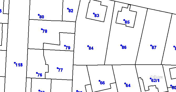 Parcela st. 84 v KÚ Drahelice, Katastrální mapa