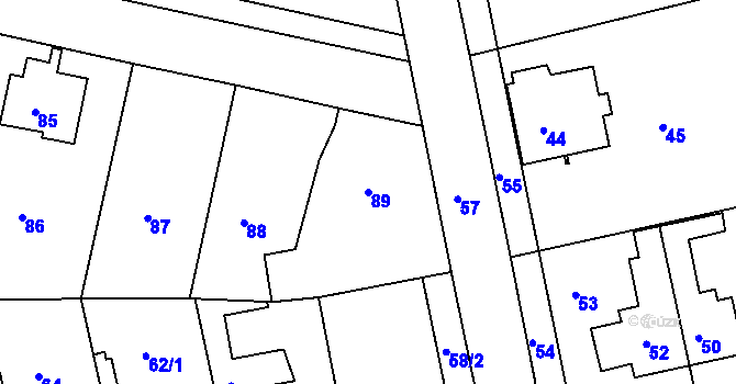 Parcela st. 89 v KÚ Drahelice, Katastrální mapa