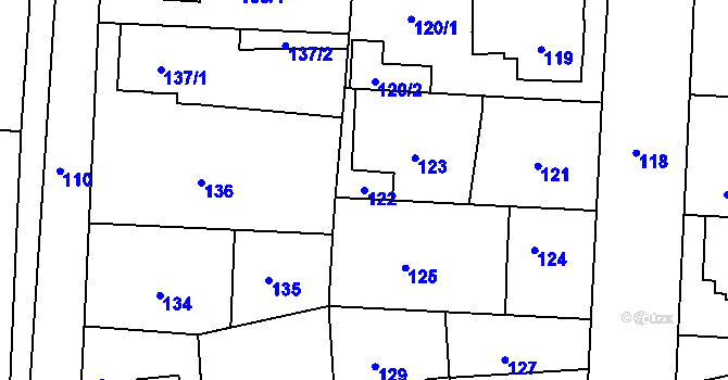Parcela st. 122 v KÚ Drahelice, Katastrální mapa