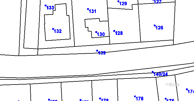 Parcela st. 139 v KÚ Drahelice, Katastrální mapa