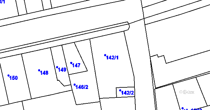 Parcela st. 142/1 v KÚ Drahelice, Katastrální mapa