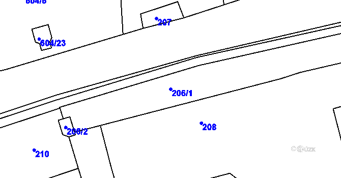 Parcela st. 206/1 v KÚ Drahelice, Katastrální mapa
