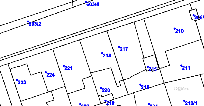 Parcela st. 218 v KÚ Drahelice, Katastrální mapa