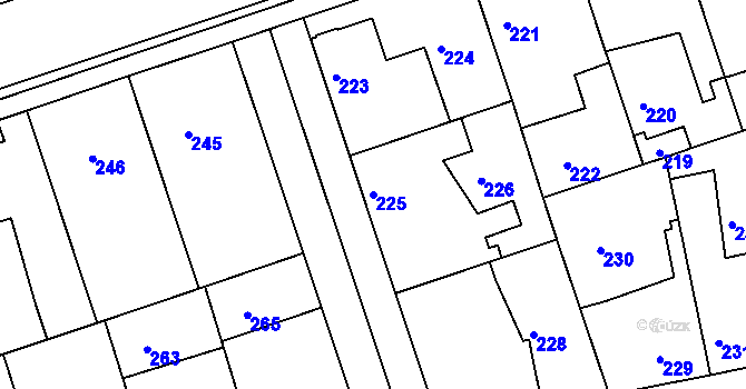 Parcela st. 225 v KÚ Drahelice, Katastrální mapa