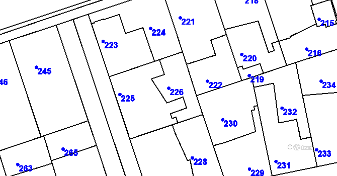 Parcela st. 226 v KÚ Drahelice, Katastrální mapa