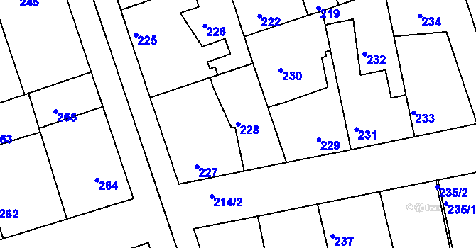 Parcela st. 228 v KÚ Drahelice, Katastrální mapa