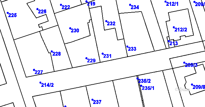 Parcela st. 231 v KÚ Drahelice, Katastrální mapa