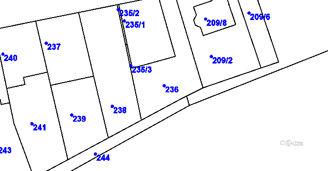Parcela st. 236 v KÚ Drahelice, Katastrální mapa