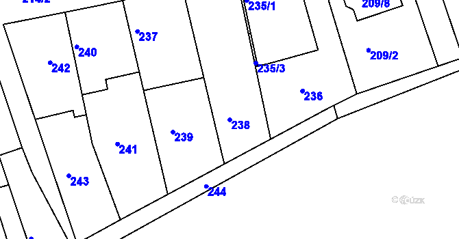 Parcela st. 238 v KÚ Drahelice, Katastrální mapa
