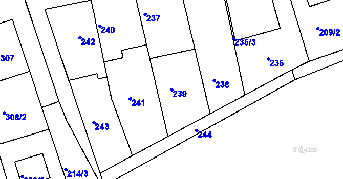 Parcela st. 239 v KÚ Drahelice, Katastrální mapa