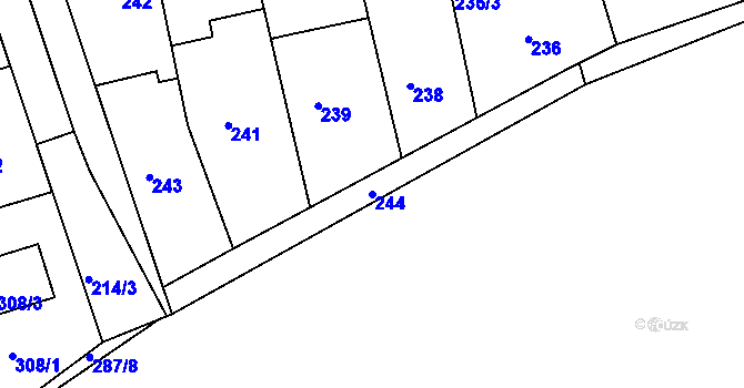 Parcela st. 244 v KÚ Drahelice, Katastrální mapa
