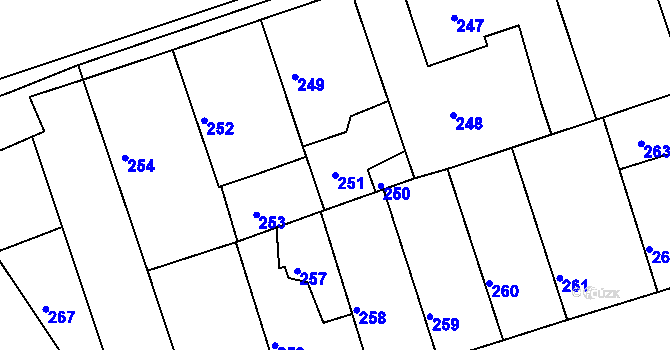 Parcela st. 251 v KÚ Drahelice, Katastrální mapa