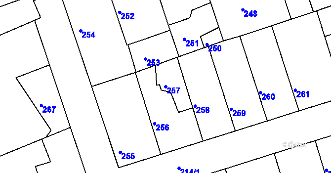 Parcela st. 257 v KÚ Drahelice, Katastrální mapa