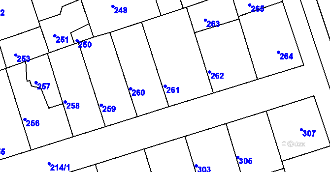 Parcela st. 261 v KÚ Drahelice, Katastrální mapa