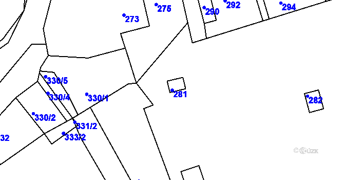 Parcela st. 281 v KÚ Drahelice, Katastrální mapa