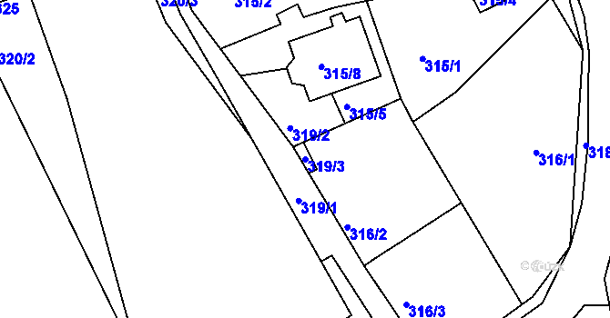 Parcela st. 319/3 v KÚ Drahelice, Katastrální mapa