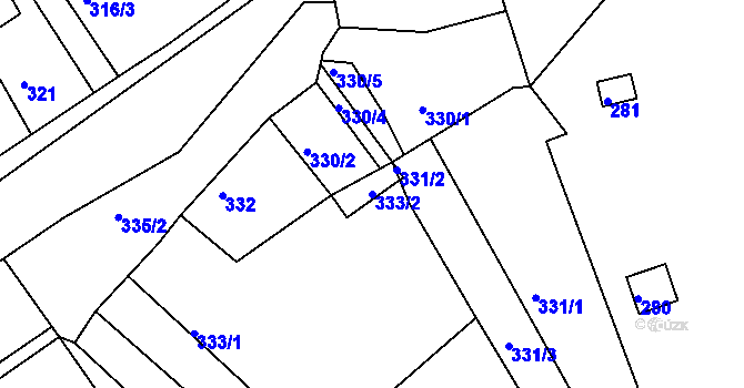 Parcela st. 333/2 v KÚ Drahelice, Katastrální mapa