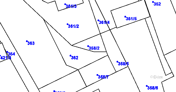 Parcela st. 358/2 v KÚ Drahelice, Katastrální mapa