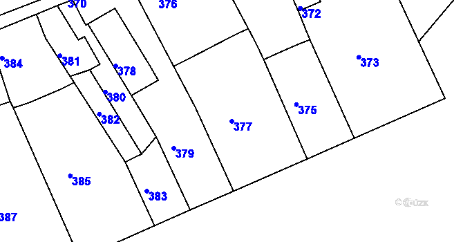 Parcela st. 377 v KÚ Drahelice, Katastrální mapa