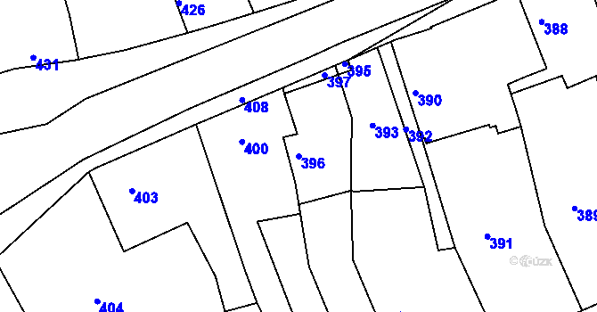 Parcela st. 396 v KÚ Drahelice, Katastrální mapa