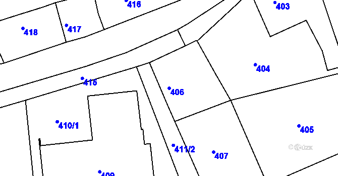 Parcela st. 406 v KÚ Drahelice, Katastrální mapa
