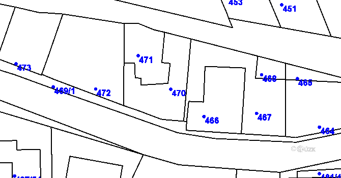 Parcela st. 470 v KÚ Drahelice, Katastrální mapa