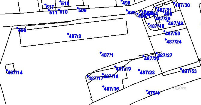 Parcela st. 487/1 v KÚ Drahelice, Katastrální mapa