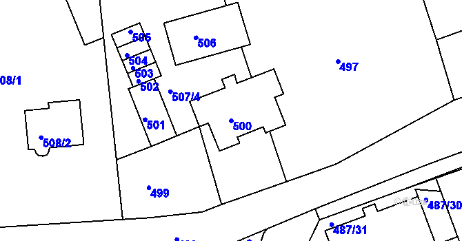 Parcela st. 500 v KÚ Drahelice, Katastrální mapa