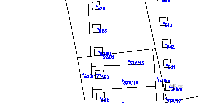 Parcela st. 524/1 v KÚ Drahelice, Katastrální mapa