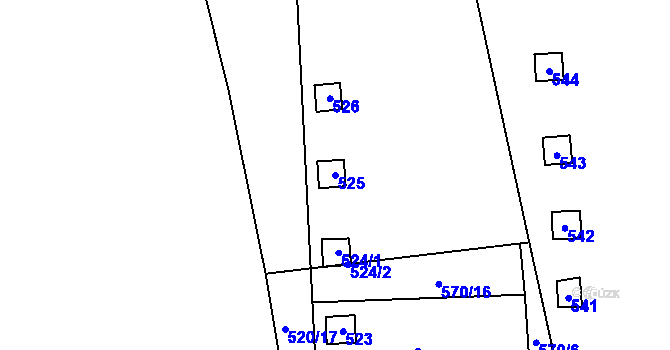 Parcela st. 525 v KÚ Drahelice, Katastrální mapa