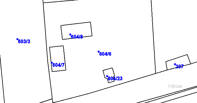 Parcela st. 604/6 v KÚ Drahelice, Katastrální mapa