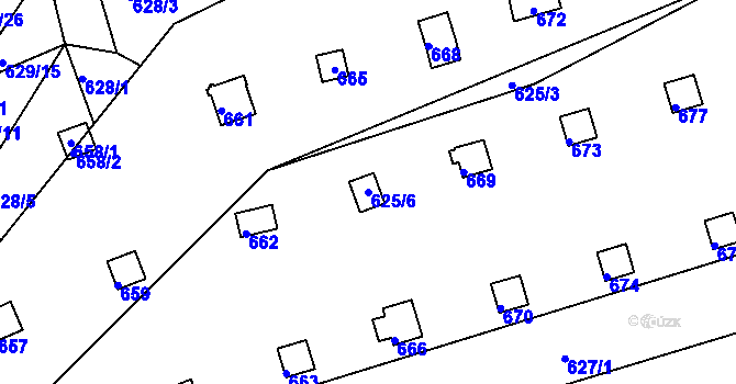 Parcela st. 625/6 v KÚ Drahelice, Katastrální mapa
