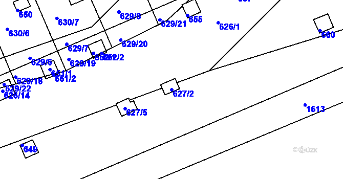 Parcela st. 627/2 v KÚ Drahelice, Katastrální mapa