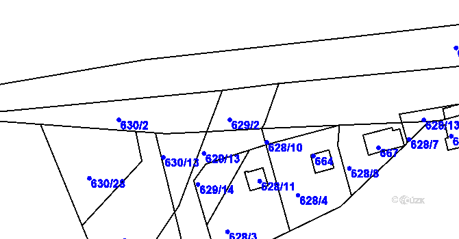 Parcela st. 629/2 v KÚ Drahelice, Katastrální mapa