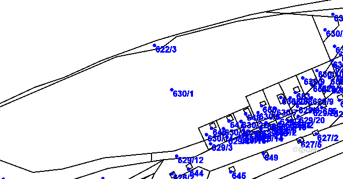 Parcela st. 630/1 v KÚ Drahelice, Katastrální mapa