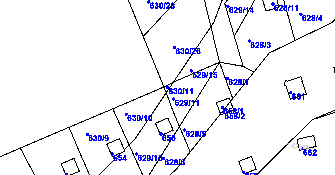 Parcela st. 630/11 v KÚ Drahelice, Katastrální mapa