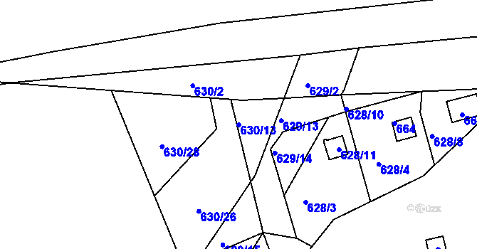 Parcela st. 630/13 v KÚ Drahelice, Katastrální mapa