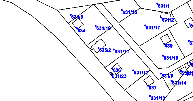 Parcela st. 635/1 v KÚ Drahelice, Katastrální mapa