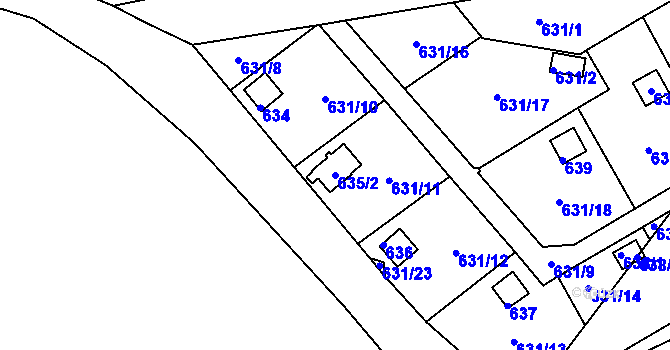 Parcela st. 635/2 v KÚ Drahelice, Katastrální mapa