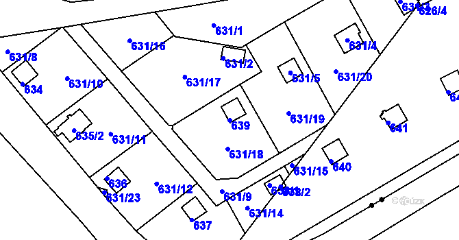 Parcela st. 639 v KÚ Drahelice, Katastrální mapa