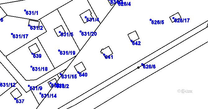 Parcela st. 641 v KÚ Drahelice, Katastrální mapa