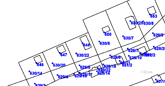 Parcela st. 648 v KÚ Drahelice, Katastrální mapa