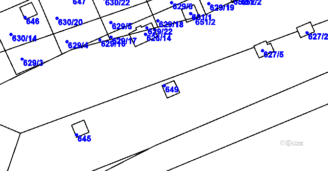 Parcela st. 649 v KÚ Drahelice, Katastrální mapa