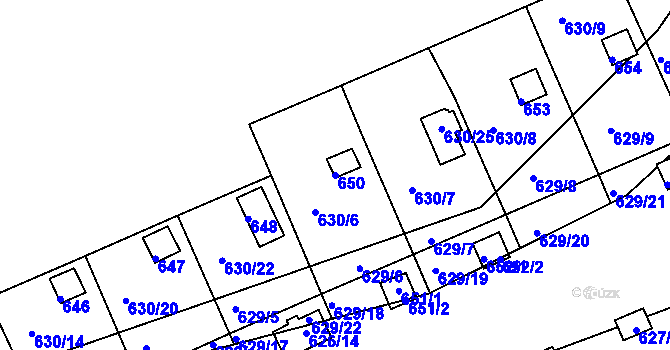 Parcela st. 650 v KÚ Drahelice, Katastrální mapa