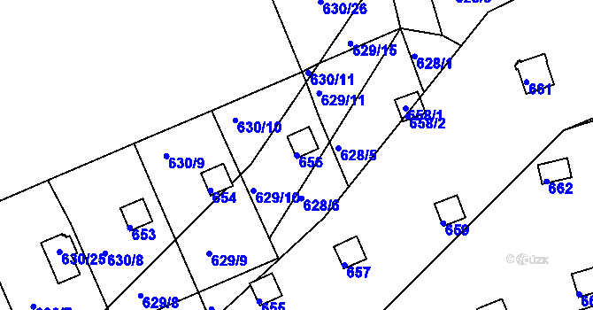 Parcela st. 656 v KÚ Drahelice, Katastrální mapa