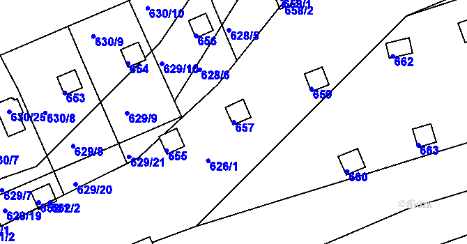 Parcela st. 657 v KÚ Drahelice, Katastrální mapa