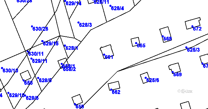 Parcela st. 661 v KÚ Drahelice, Katastrální mapa