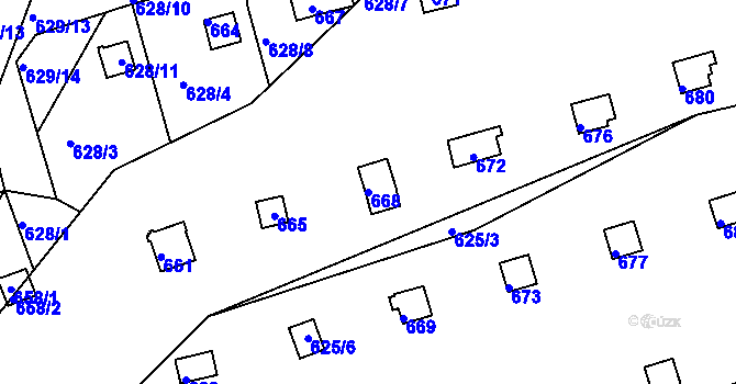 Parcela st. 668 v KÚ Drahelice, Katastrální mapa