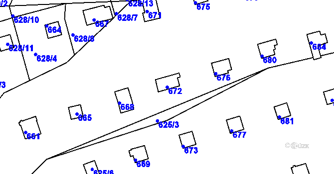 Parcela st. 672 v KÚ Drahelice, Katastrální mapa