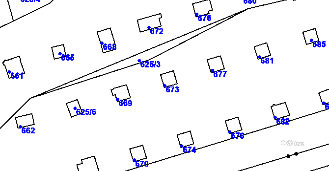 Parcela st. 673 v KÚ Drahelice, Katastrální mapa